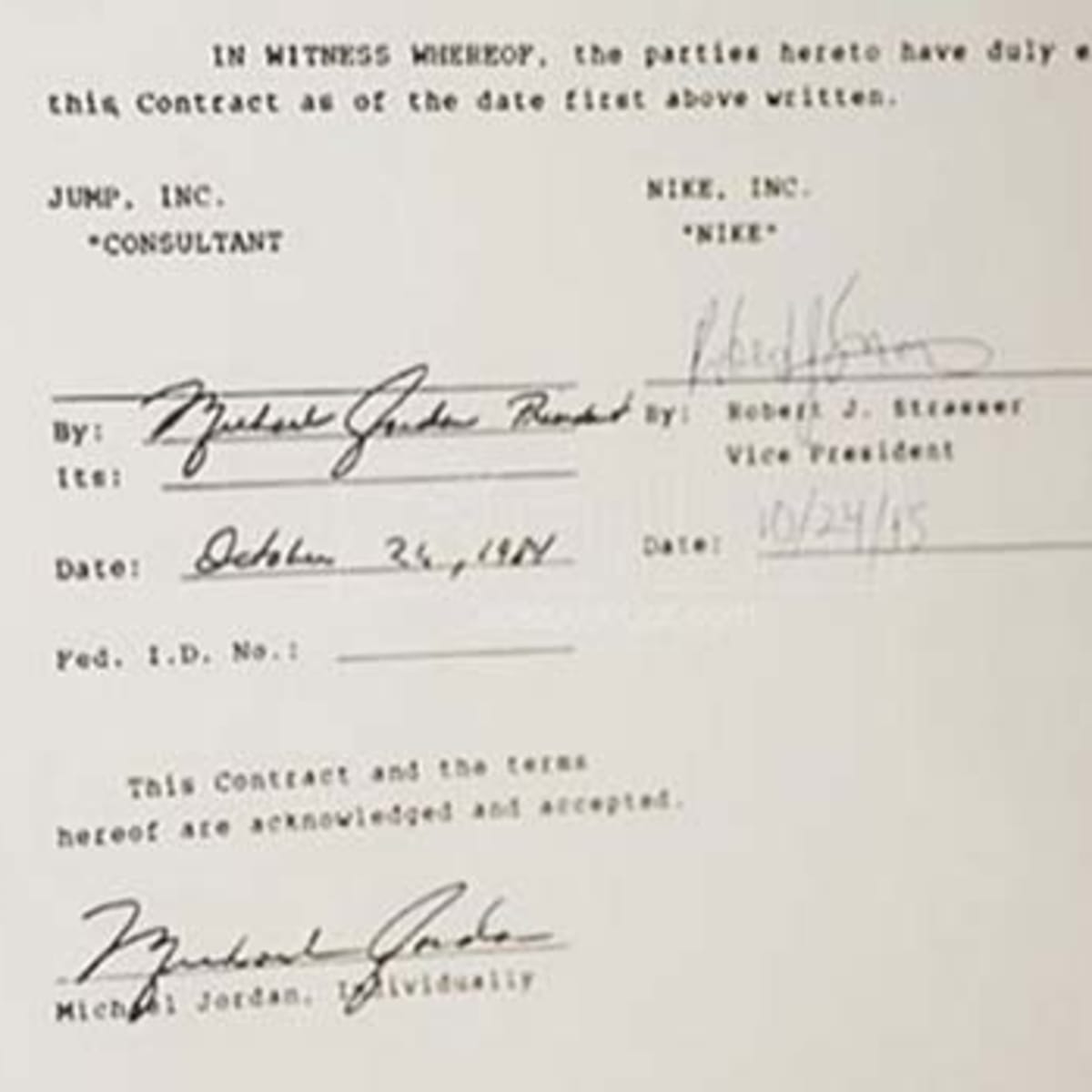 michael jordan nike contract 1984