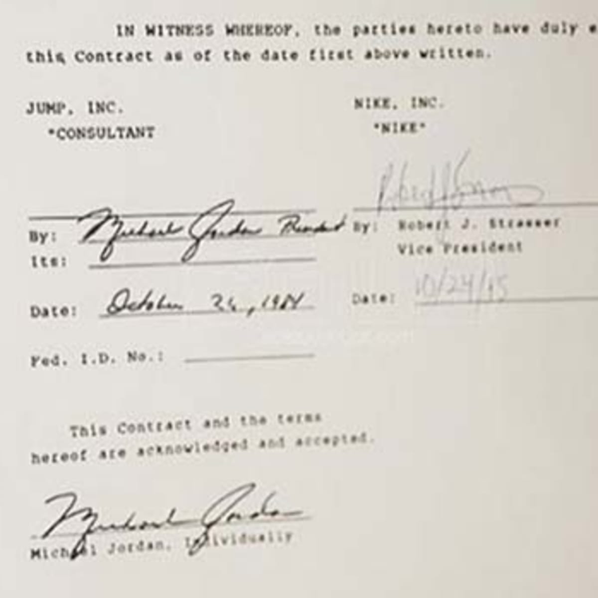 michael jordan nike contract