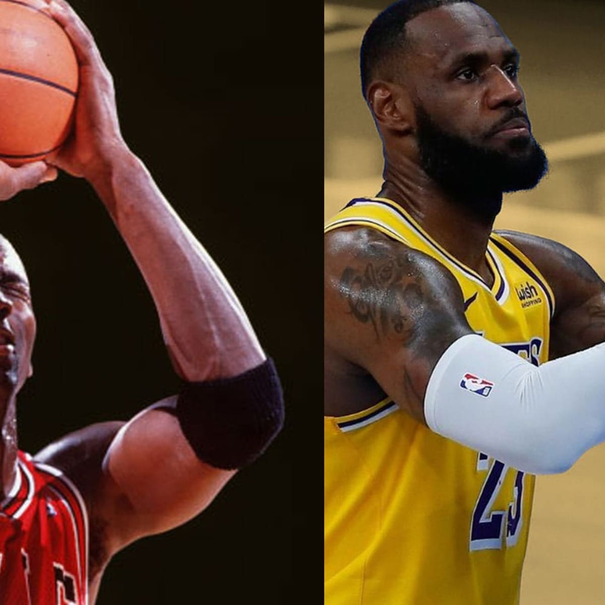 Lebron guarding jordan sales