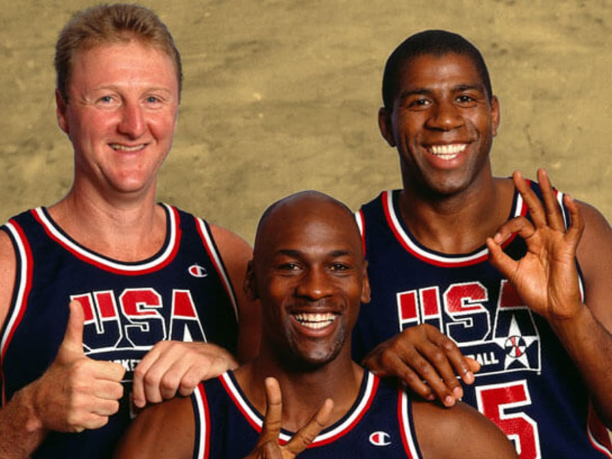 Michael Jordan, Larry Bird and Magic Johnson on the same team 