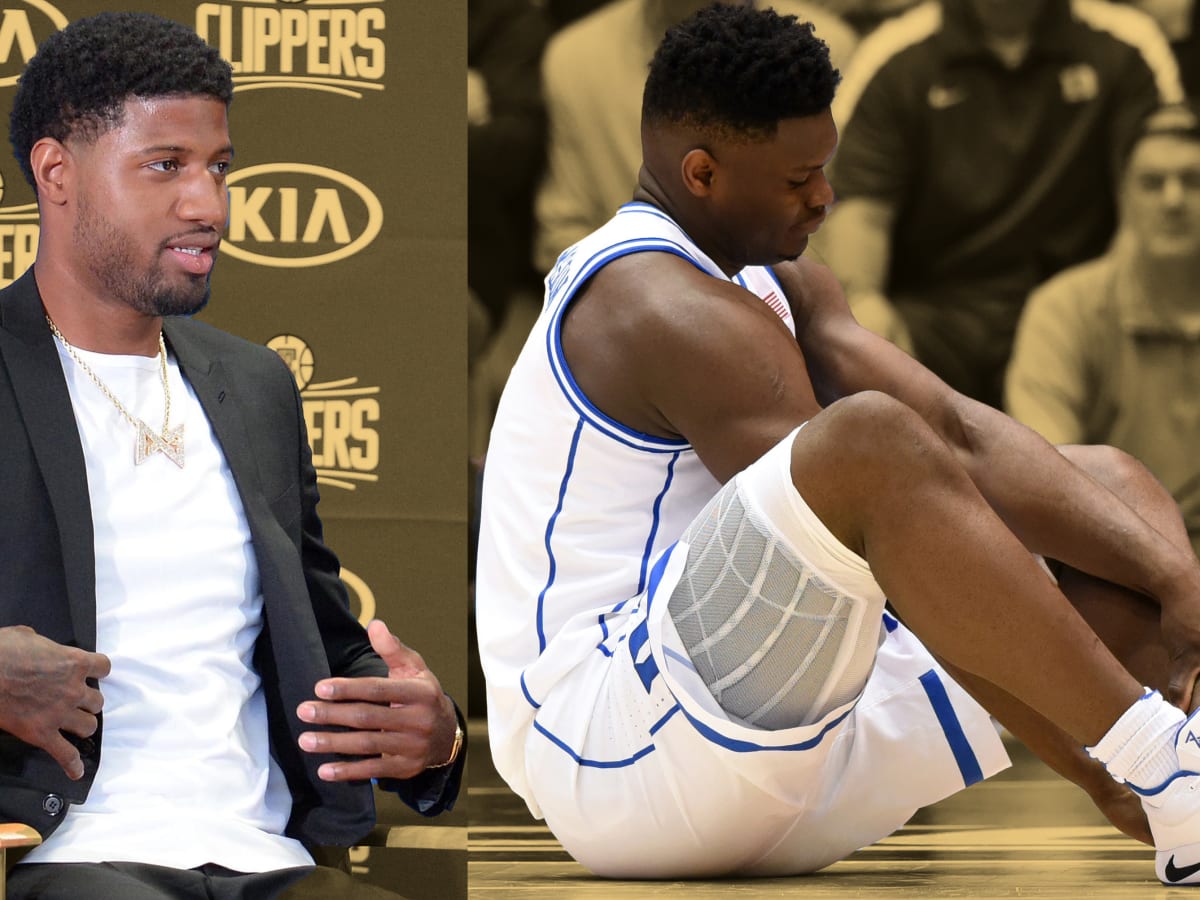 Paul George's reaction to Zion's  shoe explosion - 