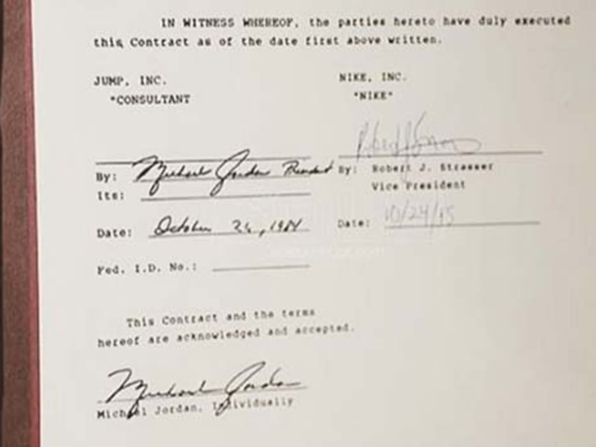 Michael jordan nike sale contrat