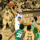 Golden State Warriors guard Stephen Curry, Boston Celtics guard Derrick White, Marcus Smart and forward Jayson Tatum