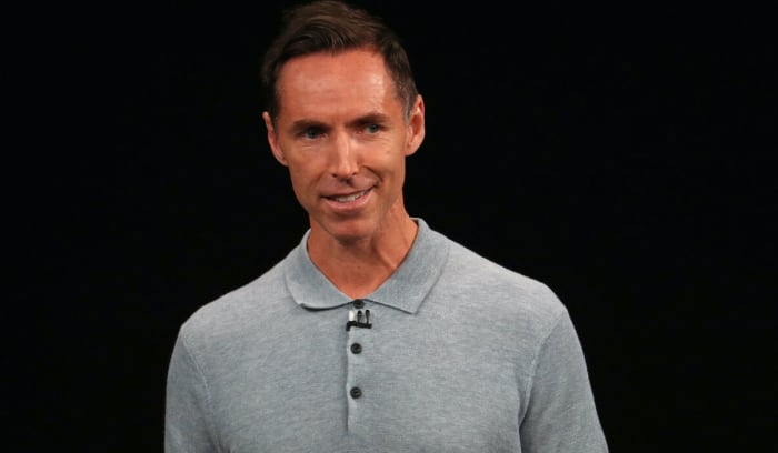 CUPERTINO, CALIFORNIA - SEPTEMBER 12: Former NBA player Steve Nash speaks at an Apple event at the Steve Jobs Theater at Apple Park on September 12, 2018 in Cupertino, California. Apple is expected to announce new iPhones with larger screens as well as other product upgrades. (Photo by Justin Sullivan/Getty Images)