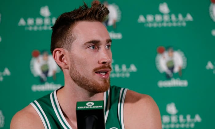 Sep 24, 2018; Canton, MA, USA; Boston Celtics guard Gordon Hayward (20) during media day at High Output Studios. Mandatory Credit: Greg M. Cooper-USA TODAY Sports