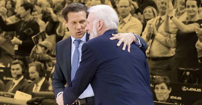 Utah Jazz head coach Quin Snyder with San Antonio Spurs legend Gregg Popovich