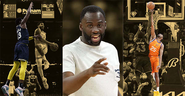 Memphis Grizzlies forward Jaren Jackson Jr., Golden State Warriors forward Draymond Green and Phoenix Suns forward Mikal Bridges