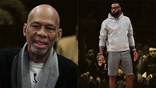 Los Angeles Lakers forward LeBron James and Lakers legend Kareem Abdul-Jabbar