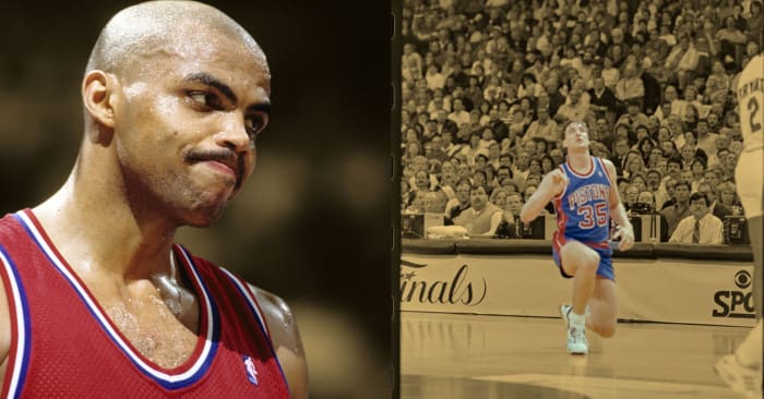 Charles Barkley during his Philly days. Scott Hasting was a bench warmer on the "Bad Boys" Pistons.
