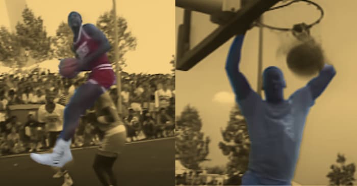 Michael Jordan and Dominique Wilkins in the 1986 pick up game in St.Louis