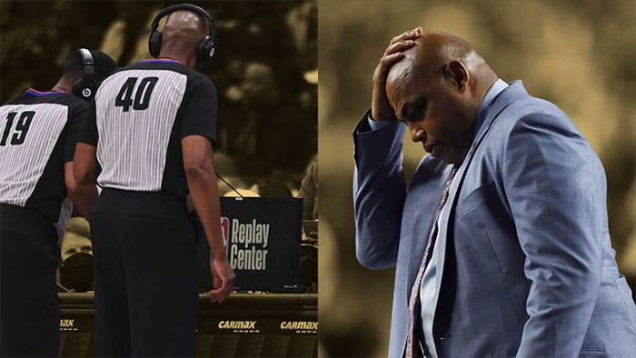 Referees James Capers and Leon Wood, Charles Barkley