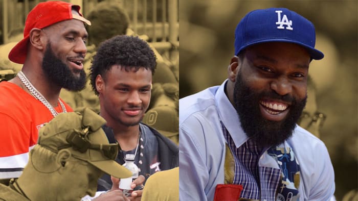 LeBron James and his son Bronny, Baron Davis