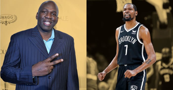 Olden Polynice and Kevin Durant