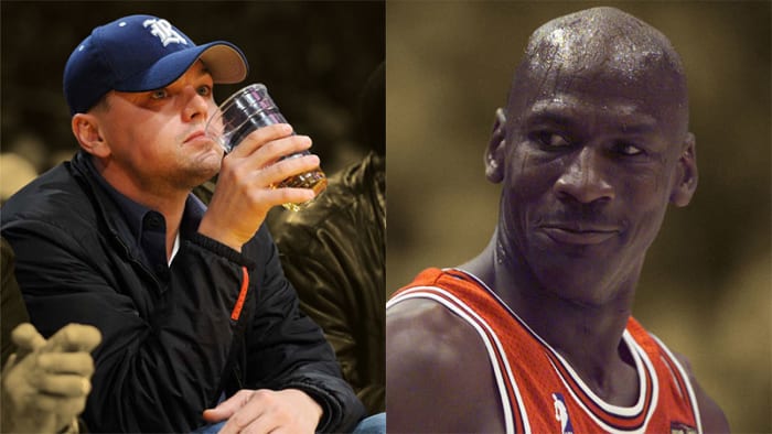 Leonardo DiCaprio and Chicago Bulls guard Michael Jordan
