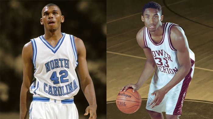 North Carolina Tarheels guard Jerry Stackhouse and Lower Merion High School senior Kobe Bryant