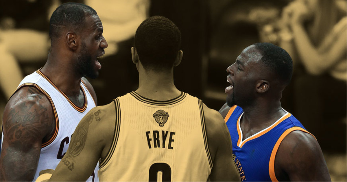 LeBron James and Draymond Green exchange a few words in-game