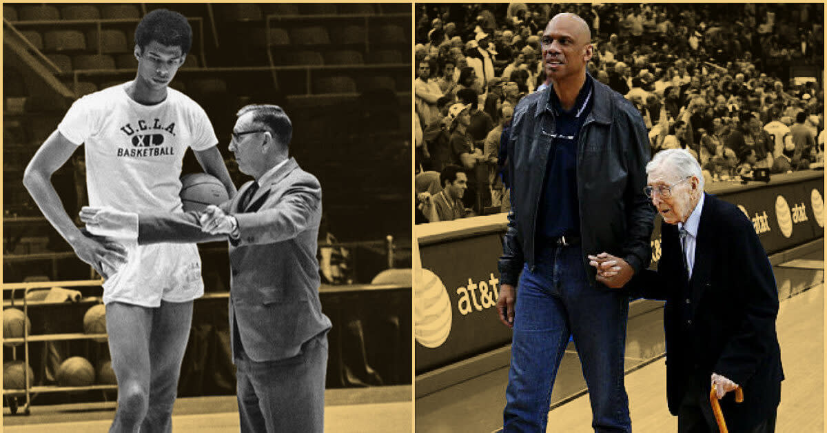 Kareem Abdul-Jabbar walking down the court during a UCLA