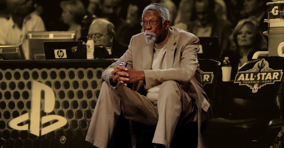 Bill Russell sitting courtside at the 2009 All-Star game in Phoenix