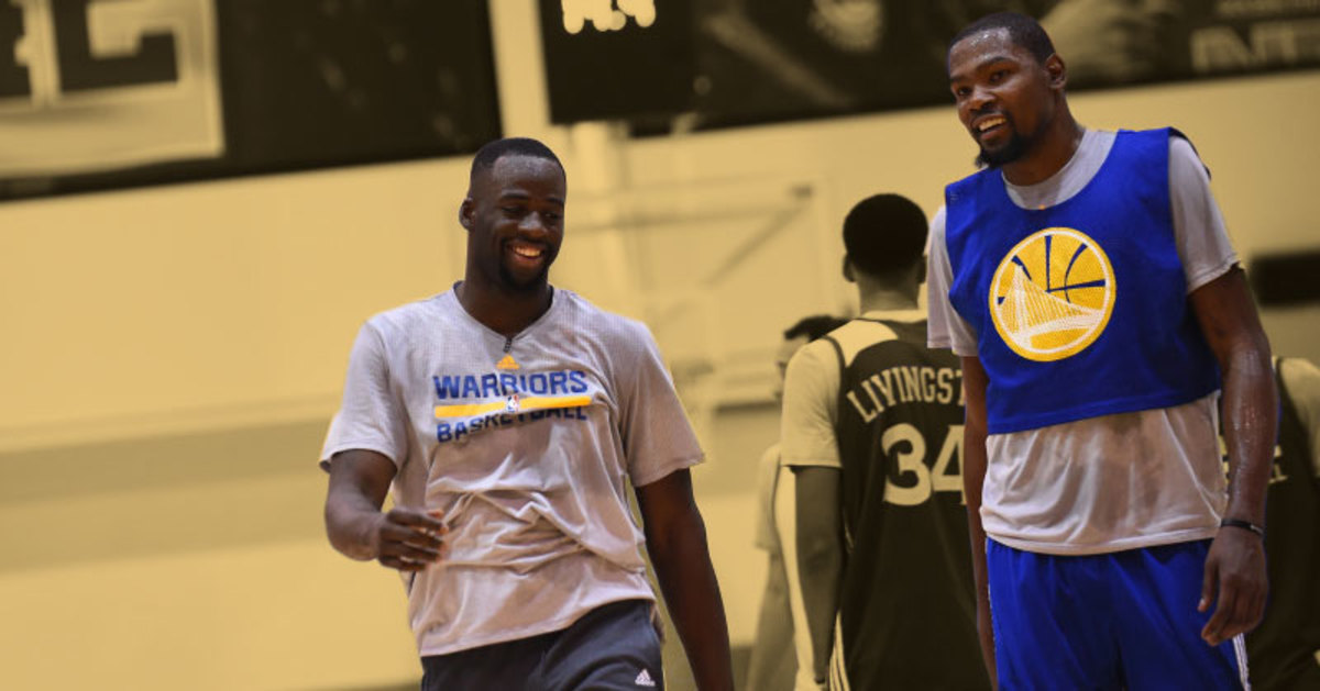 Draymond Green and Kevin Durant at Warriors training camp