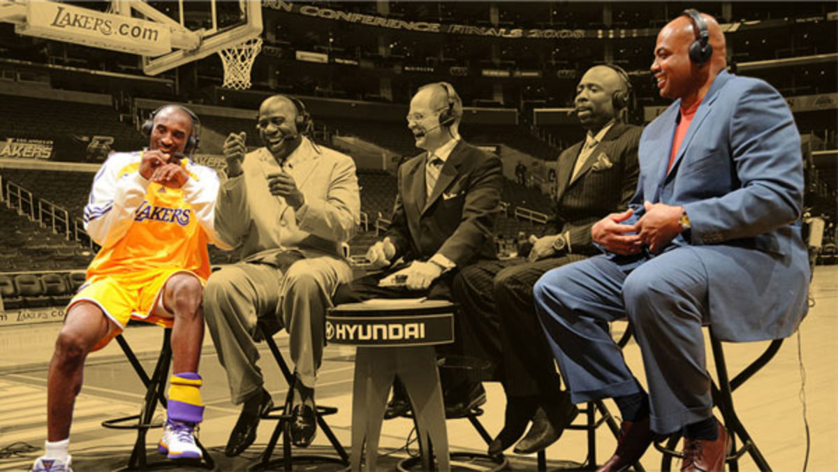 Kobe Bryant and Charles Barkley on a court set of Inside the NBA