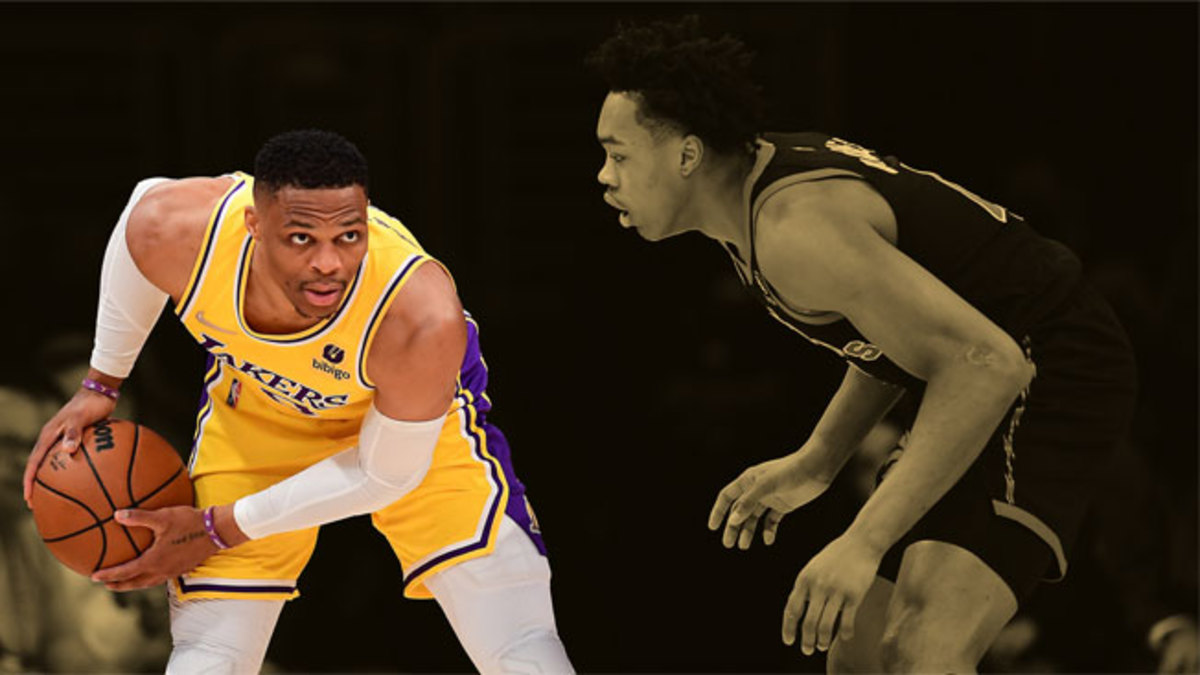Los Angeles Lakers guard Russell Westbrook and Toronto Raptors forward Scottie Barnes