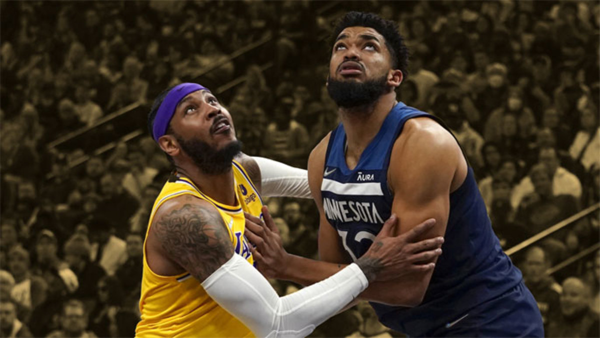 Los Angeles Lakers forward Carmelo Anthony and Minnesota Timberwolves center Karl-Anthony Towns
