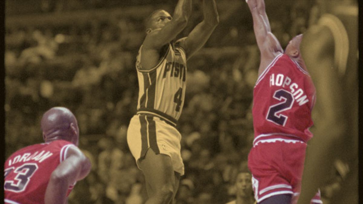 Chicago Bulls guard Michael Jordan and Dennis Hopson