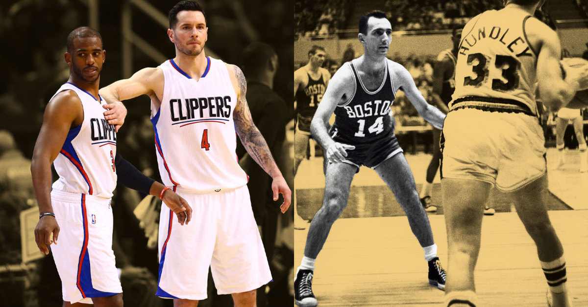 Chris Paul and JJ Redick during their Clippers days, Celtics legend Bob Cousy