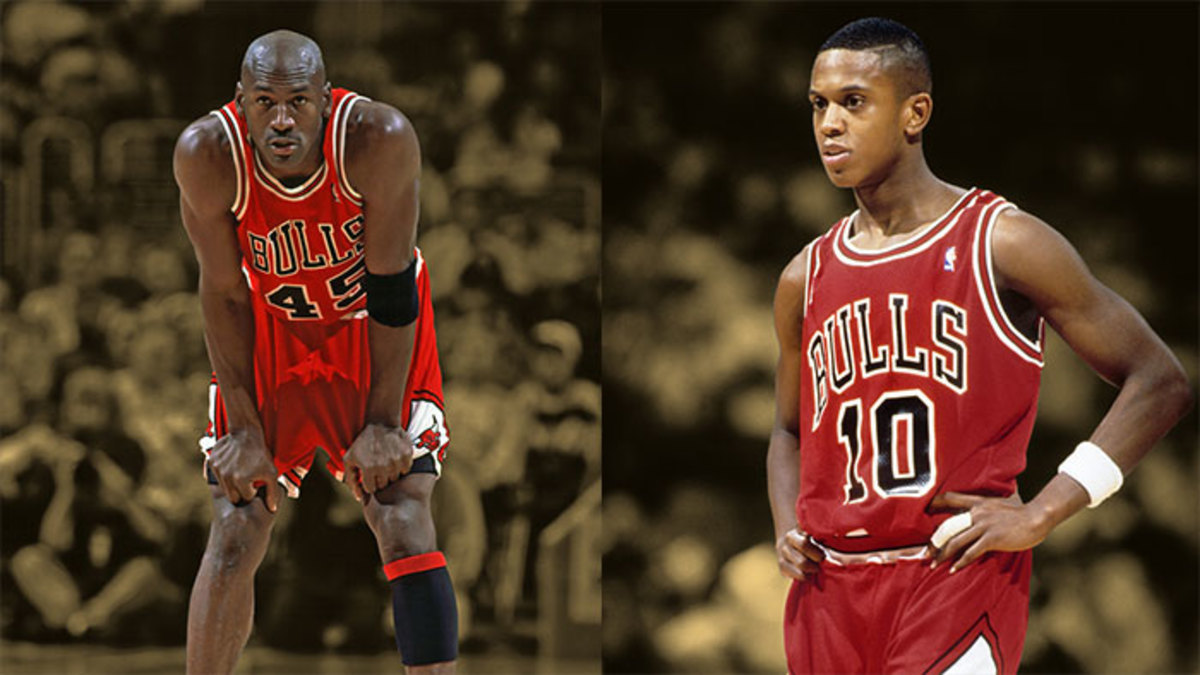 Chicago Bulls guards Michael Jordan and B.J. Armstrong