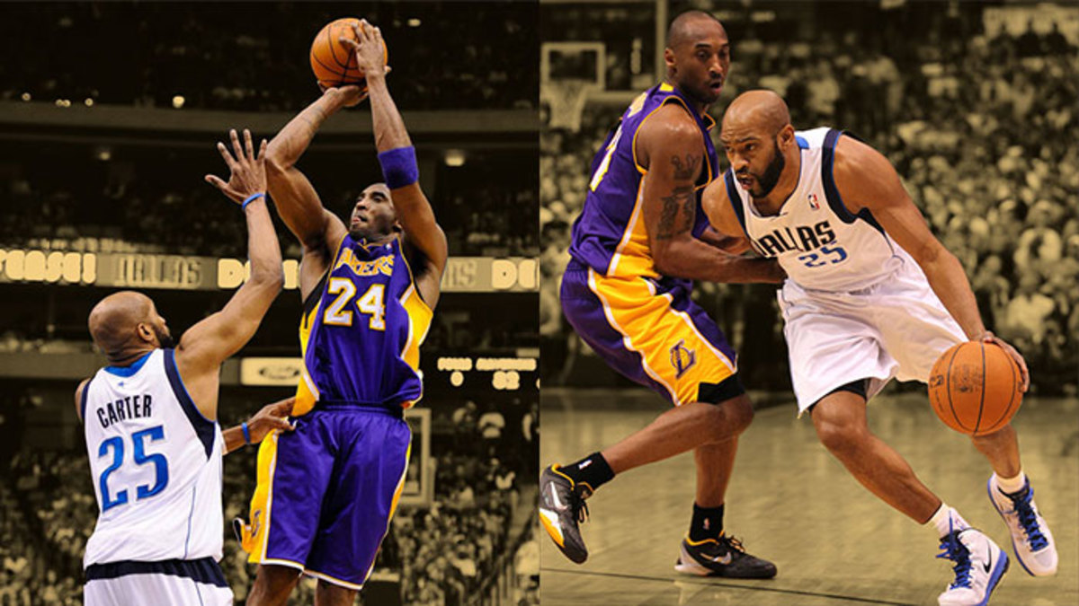 Dallas Mavericks guard Vince Carter and Los Angeles Lakers guard Kobe Bryant