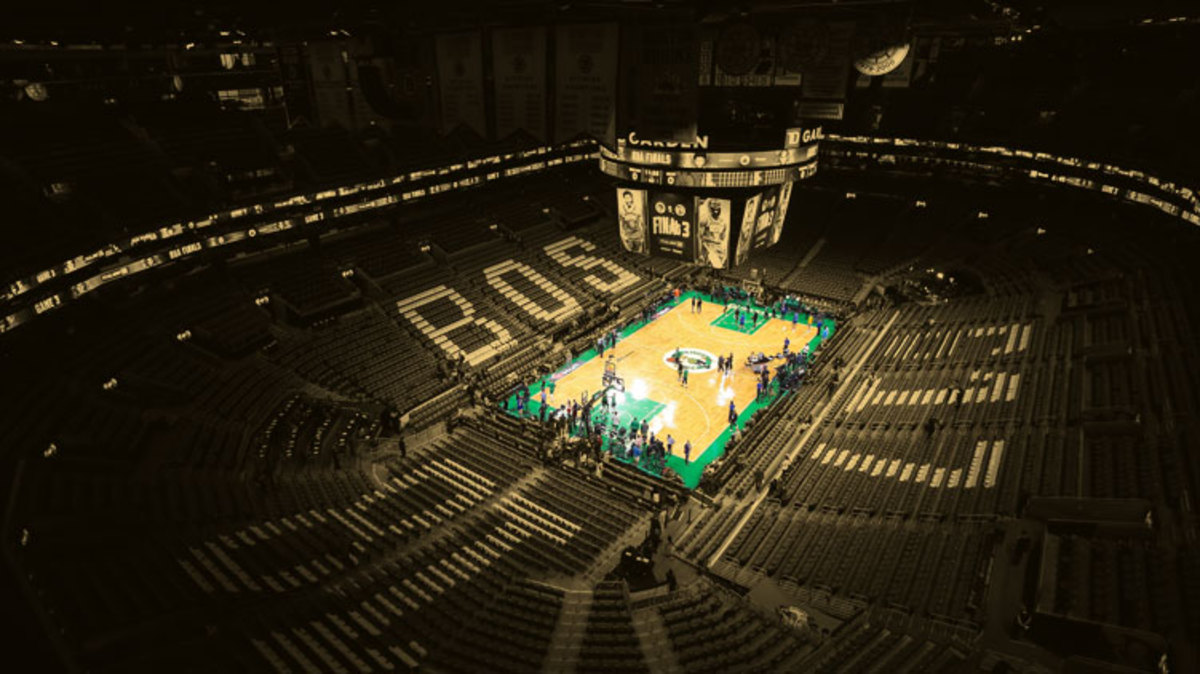 A general view of the TD Garden before game three of the 2022 NBA Finals between the Boston Celtics and the Golden State Warriors.