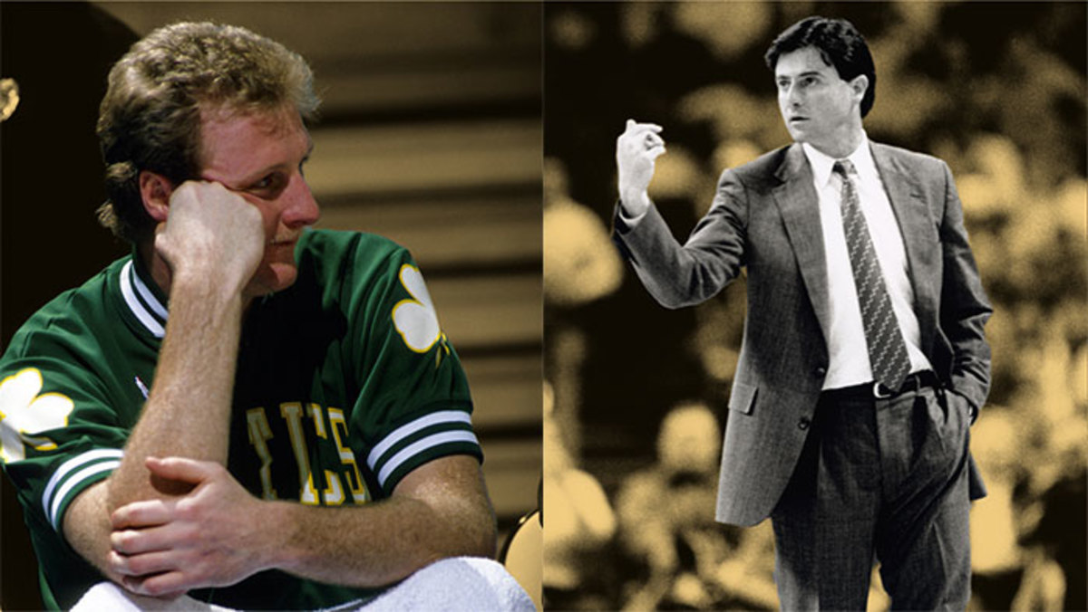 Boston Celtics forward Larry Bird and Providence Friars head coach Rick Pitino