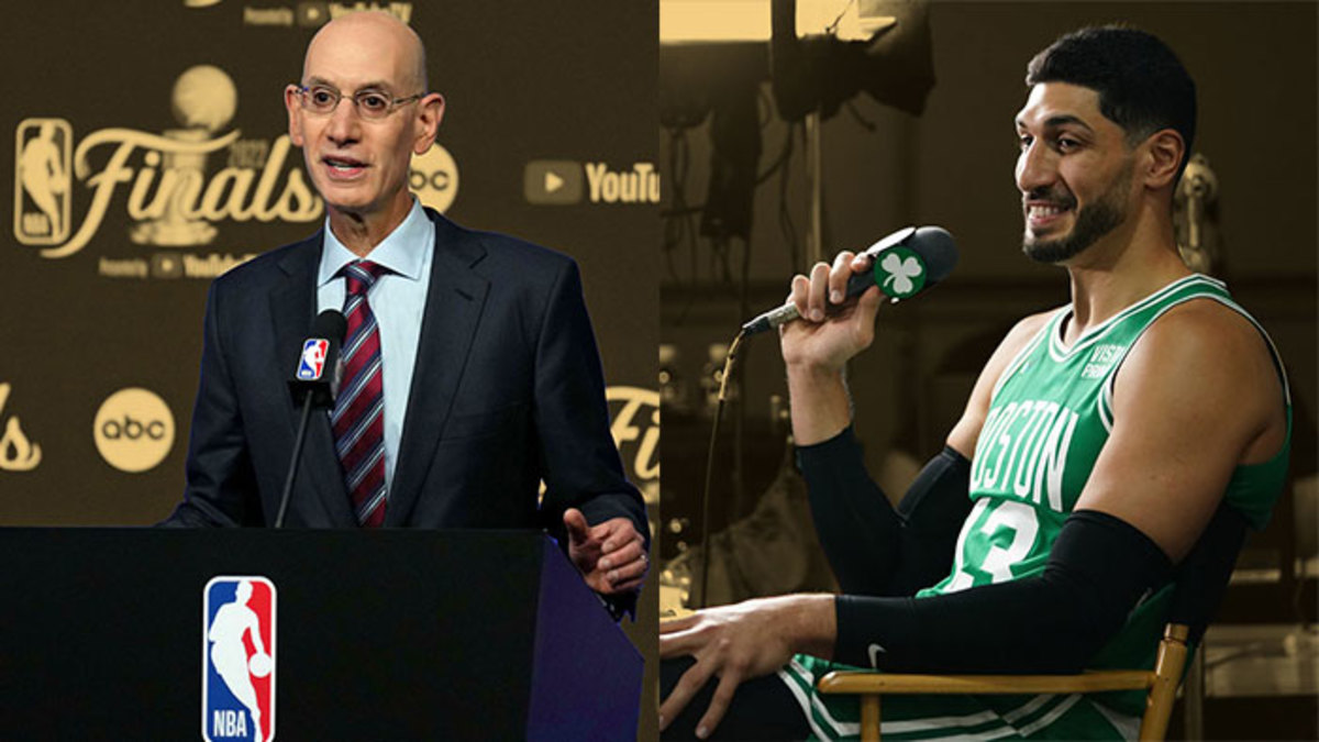 NBA commissioner Adam Silver and Boston Celtics center Enes Kanter