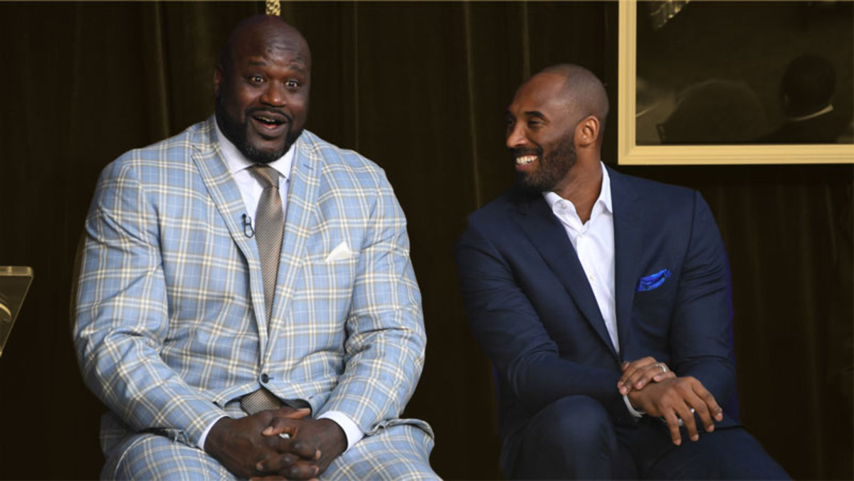 Los Angeles Lakers former center Shaquille O'Neal and guard Kobe Bryant