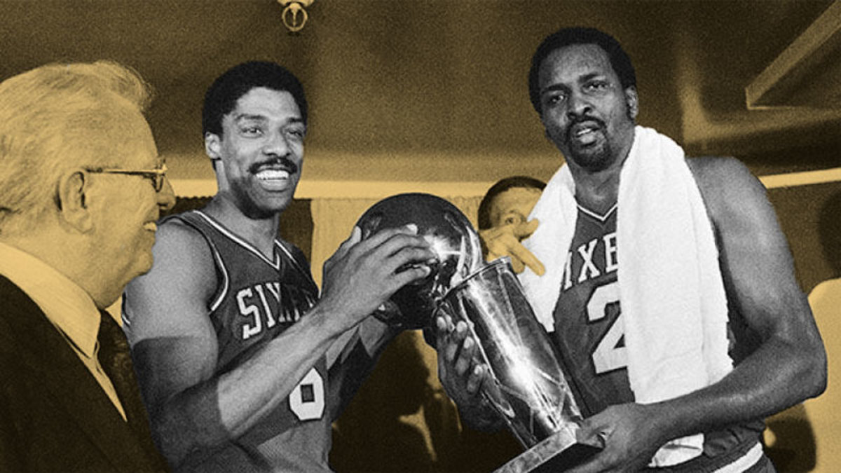 Philadelphia 76ers Julius Erving and Moses Malone