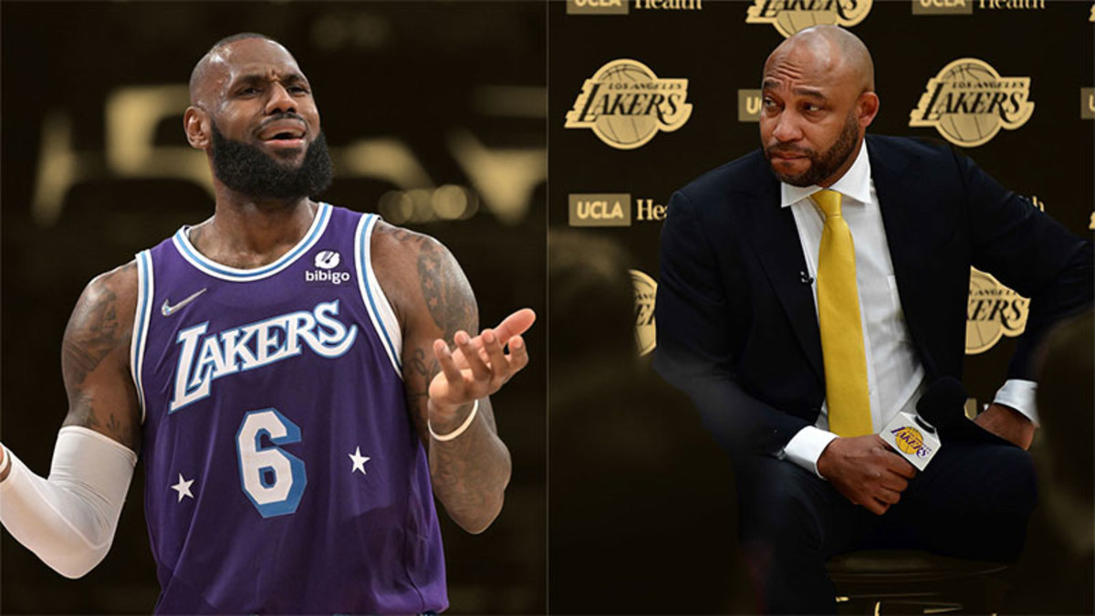 Los Angeles Lakers forward LeBron James and head coach Darvin Ham