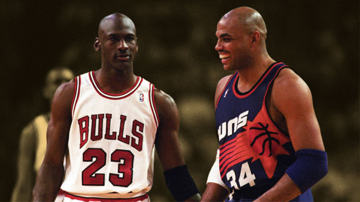 Chicago Bulls guard Michael Jordan and Phoenix Suns player Charles Barkley