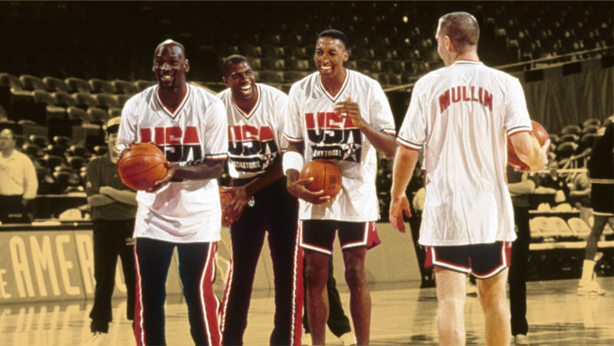 USA dream team: Michael Jordan, Magic Johnson, Scottie Pippen and Chris Mullin