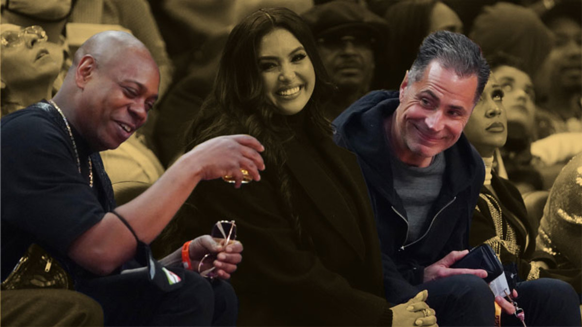 Dave Chapelle and Los Angeles Lakers general manager Rob Pelinka