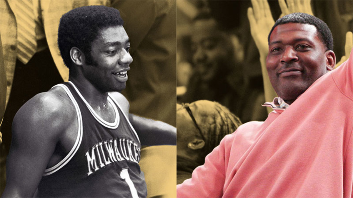 Milwaukee Bucks guard Oscar Robertson and New York Knicks former player Larry Johnson