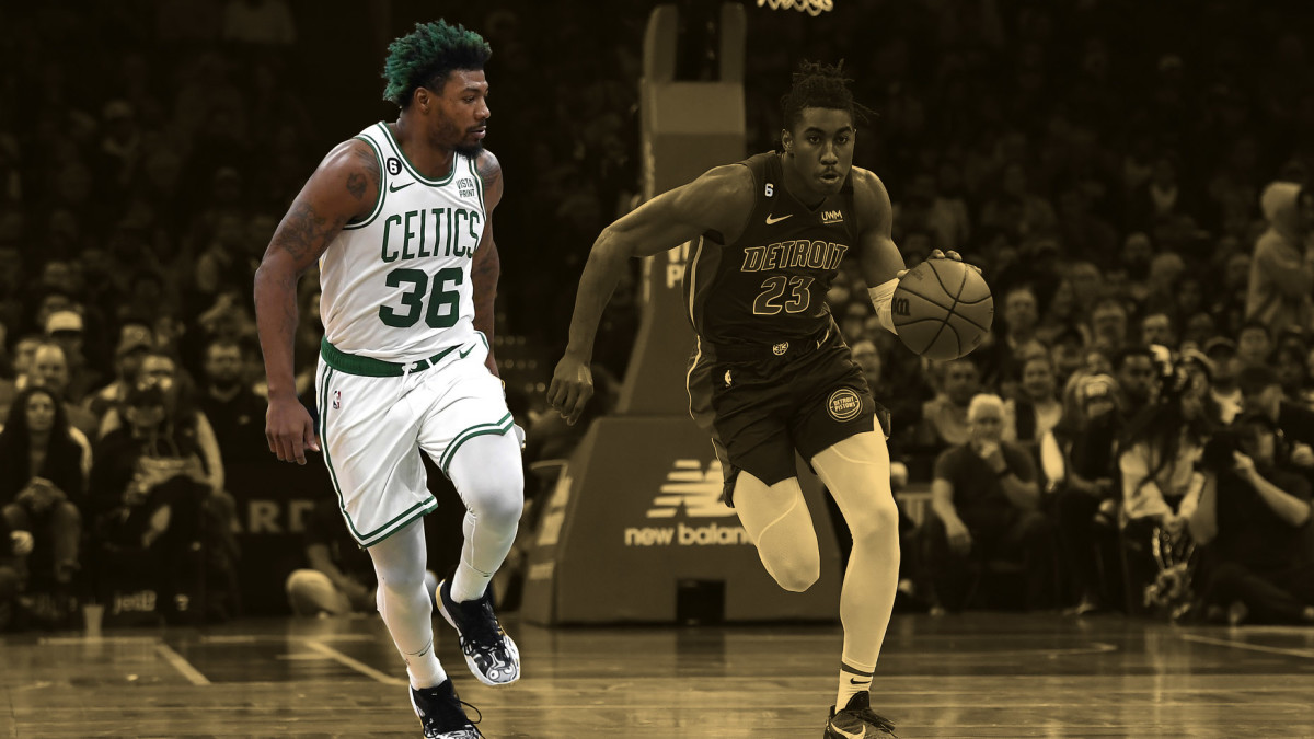 Marcus Smart after a hardfought victory against the Detroit Pistons