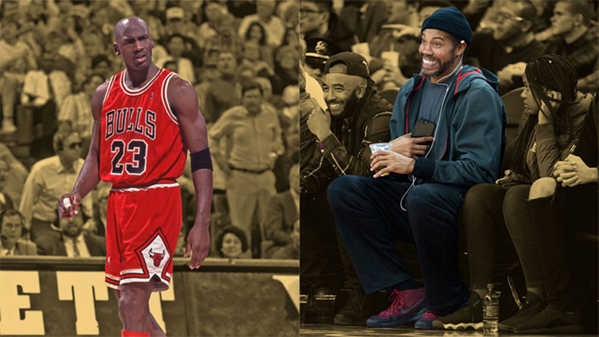 Chicago Bulls guard Michael Jordan and Rasheed Wallace