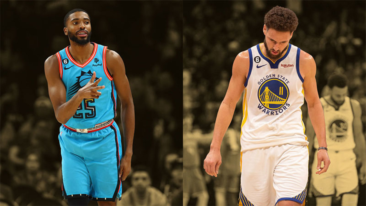 Mikal Bridges taunts Klay Thompson after hitting a 3-pointer